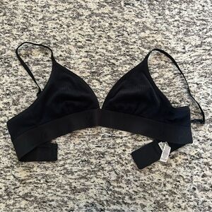 Aerie Black Bra Ribbed Comfy No Padding Size Small